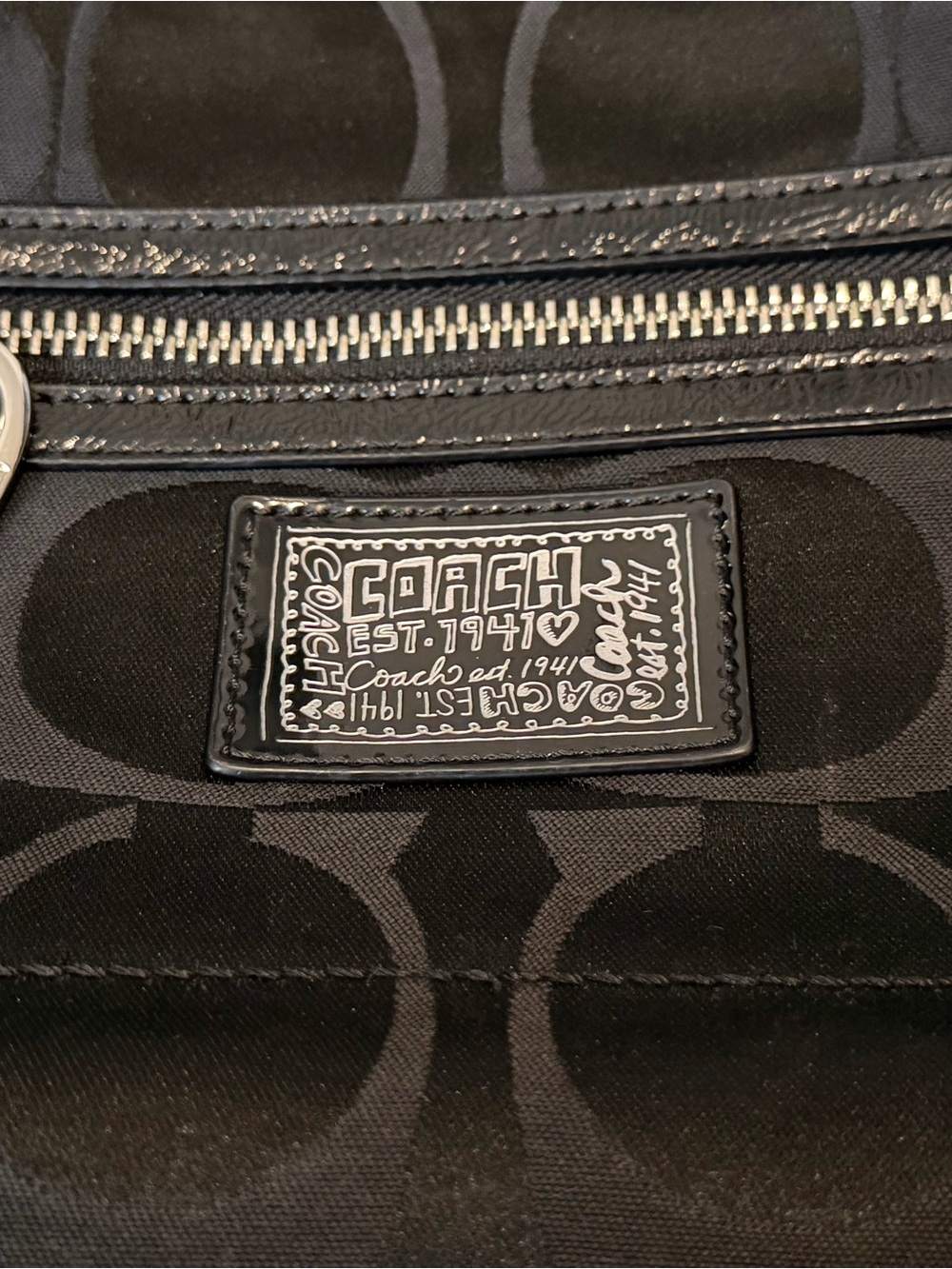 Coach Black Poppy Shoulder Bag with Heart Charm - Picture 12 of 12
